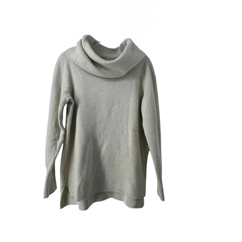 DKNY Cowl Neck Sweater Womens Size Medium Cream Wool Blend Classic Knit Top Chic